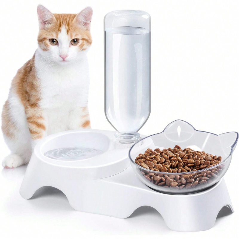 Royal Canin Food Medium - ชุดชามอาหารและน้ำสำหรับสัตว์เลี้ยง 1 ชิ้น แบบคู่ สำหรับสุนัขและแมว พร้อมขวดน้ำอัตโนมัติ