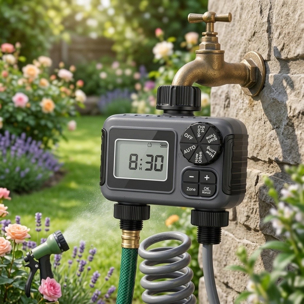ตัวตั้งเวลาการรดน้ำในสวน แบบสอ - Timer Dual Outlet บทวิจารณ์และราคา
